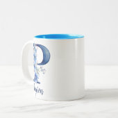 11 oz Floral Blue Monogrammed Coffee Mok (Voorkant links)