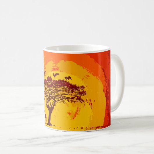 11 oz. Koffie Mok African Safari Giraffe Sunse (Voorkant rechts)