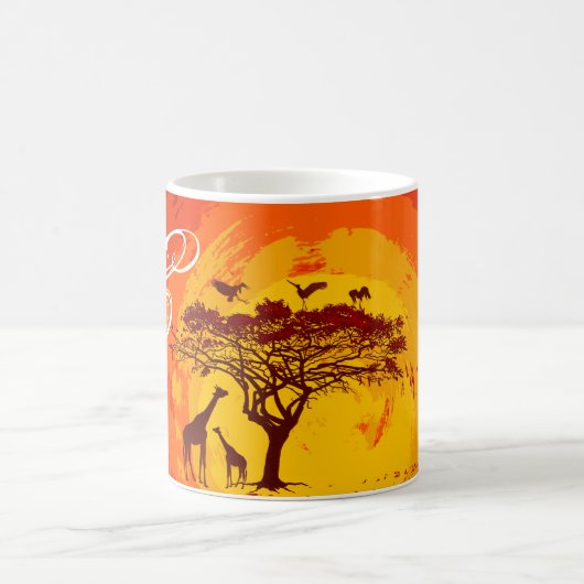 11 oz. Koffie Mok African Safari Giraffe Sunse (Center)