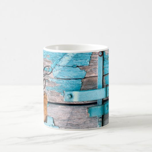 11 oz. Koffie Mok Blauw Hout Schuur Deurlaarzen Co (Center)