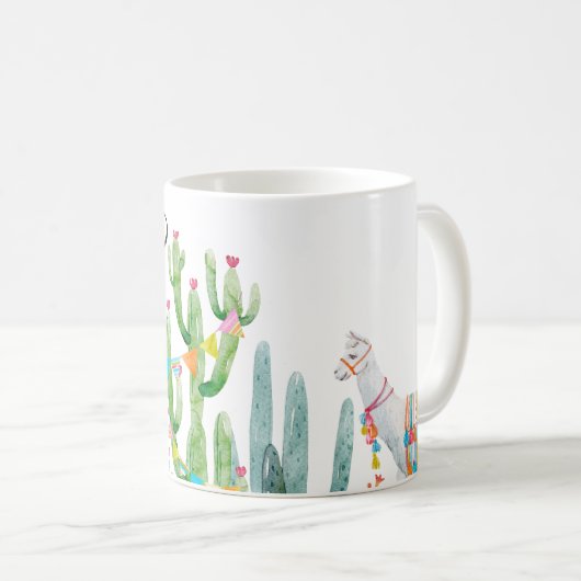 11 oz. Koffie Mok Boho Llama Bohemian Cacti Desert (Voorkant rechts)