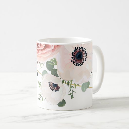 11 oz. Koffie Mok Geometrische Tuin Roos Anemone (Voorkant rechts)