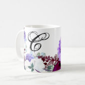 11 oz. Koffie Mok Lavendel Hibiscus op Wit (Voorkant links)