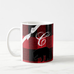 11 oz. Koffie Mok Red Buffalo Plaid Beer Zwart