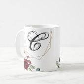 11 oz. Koffie Mok Wit Roses Goud Geometrisch (Voorkant links)