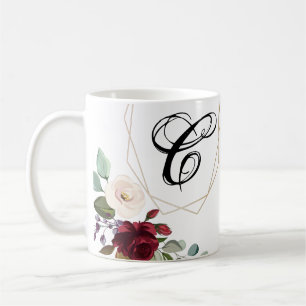 11 oz. Koffie Mok Wit Roses Goud Geometrisch