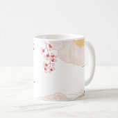 11 oz. Koffie Mok Witte Bloemen op Wit (Voorkant rechts)