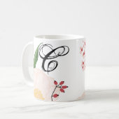 11 oz. Koffie Mok Witte Bloemen op Wit (Voorkant links)