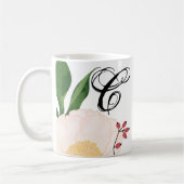 11 oz. Koffie Mok Witte Bloemen op Wit (Links)