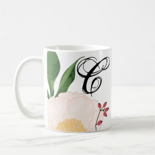 11 oz. Koffie Mok Witte Bloemen op Wit