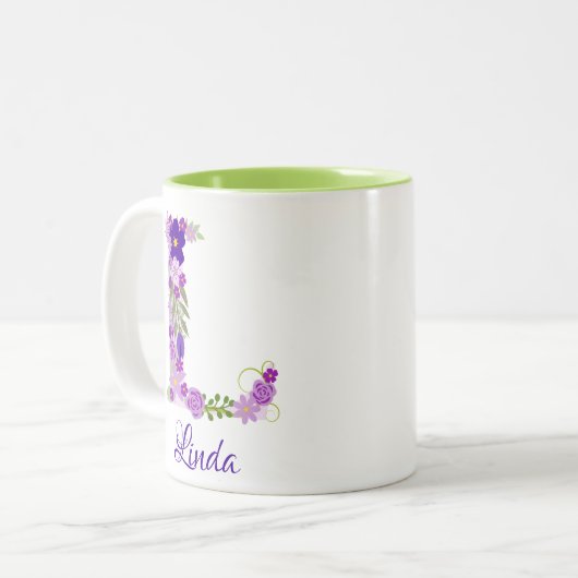 11 oz Lavendel Paarse Monogrammed Koffie Mok (Voorkant links)