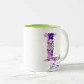 11 oz Lavendel Paarse Monogrammed Koffie Mok (Voorkant rechts)