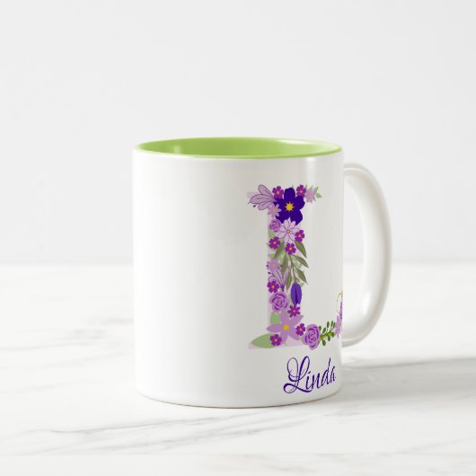 11 oz Lavendel Paarse Monogrammed Koffie Mok (Voorkant rechts)