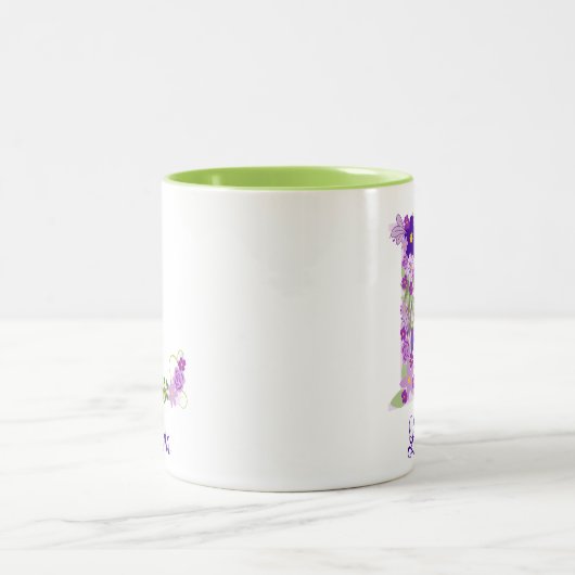 11 oz Lavendel Paarse Monogrammed Koffie Mok (Center)