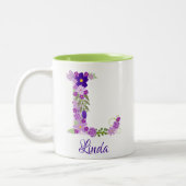 11 oz Lavendel Paarse Monogrammed Koffie Mok (Links)