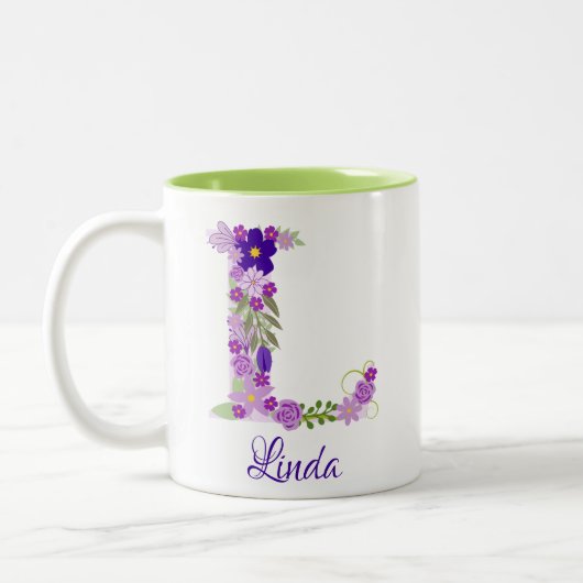 11 oz Lavendel Paarse Monogrammed Koffie Mok (Links)