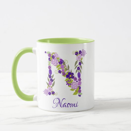 11 oz Lavendel Paarse Monogrammed Koffie Mok (Links)