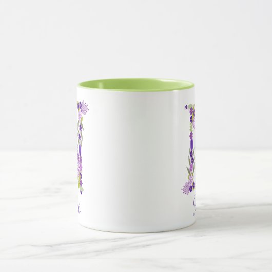 11 oz Lavendel Paarse Monogrammed Koffie Mok (Midden)