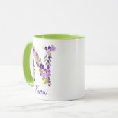 11 oz Lavendel Paarse Monogrammed Koffie Mok (Voorkant links)