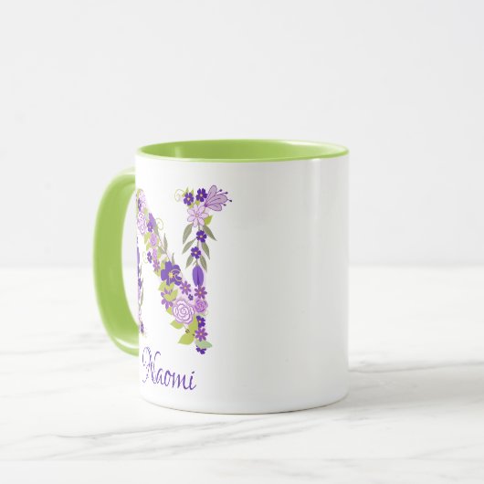11 oz Lavendel Paarse Monogrammed Koffie Mok (Voorkant links)