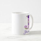 11 oz Lavendel Paarse Monogrammed Koffie Mok (Voorkant rechts)