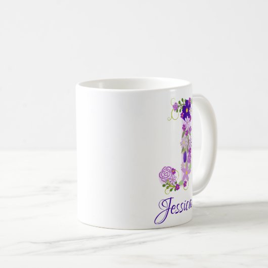 11 oz Lavendel Paarse Monogrammed Koffie Mok (Voorkant rechts)