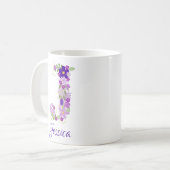 11 oz Lavendel Paarse Monogrammed Koffie Mok (Voorkant links)