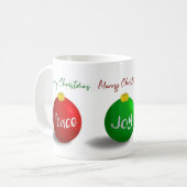 11 oz Red, Green, Gold ornament mok (Voorkant links)