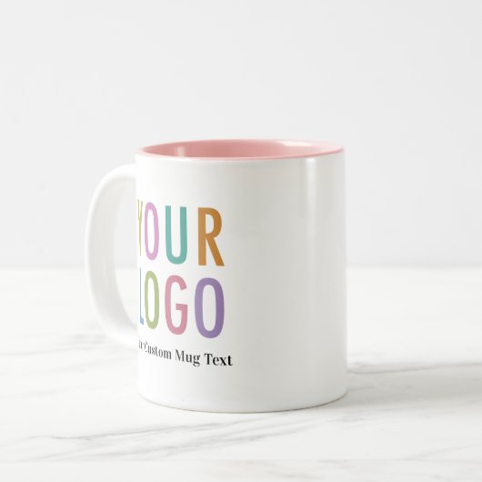 11 oz Roze Inner Coffee Mok met Naam Bedrijf Logo (Voorkant links)