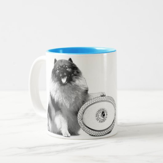 11 oz. Twee toonaangevende mok met Keeshond voor e (Voorkant links)
