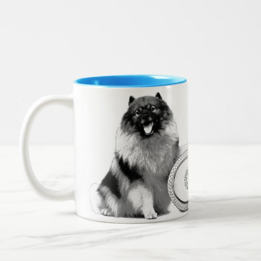11 oz. Twee toonaangevende mok met Keeshond voor e (Links)