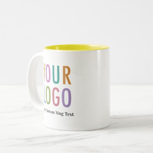 11 oz Yellow Inner Coffee Mok Naam & Zakelijke Log (Voorkant links)