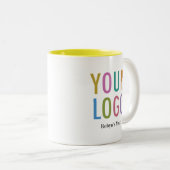 11 oz Yellow Inner Coffee Mok Naam & Zakelijke Log (Voorkant rechts)