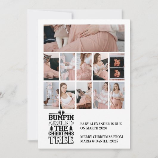 11 Photo Christmas Tree Pregnancy Announcement Feestdagenkaart (Voorkant)