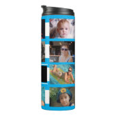 11 photo collage initials blue white thermosbeker (Geroteerd rechts)