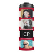 11 photo collage initials red white thermosbeker (Voorkant)