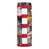 11 photo collage initials red white thermosbeker (Achterkant)