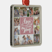 11 Photo Collage Love You Mom Pink Metalen Ornament (Rechts)