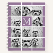 11 Photo Collage Monogram KAN paars BEWERKEN Notitieboek (Voorkant)