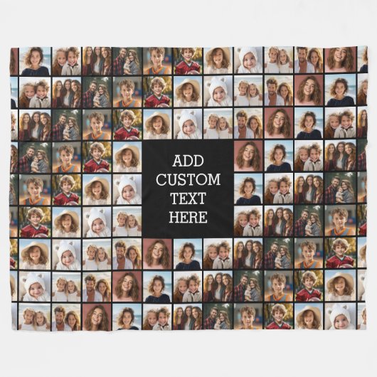 11 Photo Collage Patroon - Aangepast monogram Fleece Deken (Voorkant (Horizontaal))