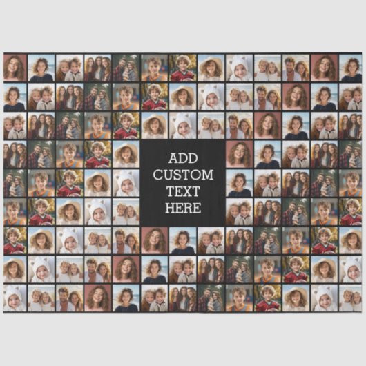 11 Photo Collage Patroon - Aangepast monogram Tissuepapier (Voorkant)