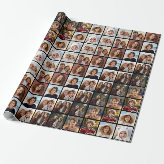 11 Photo Collage Pattern - Aangepast raster Cadeaupapier (Uitgerold)