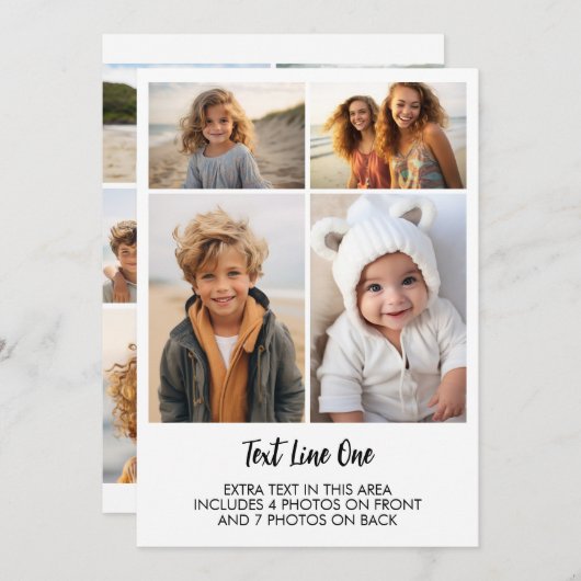 11 Photos - 4 Front, 7 Back - Black Text on White Kaart (Voorkant / Achterkant)