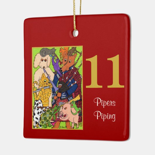 11 Pipers Piping Cute Animals & Typografie Keramisch Ornament (Links)