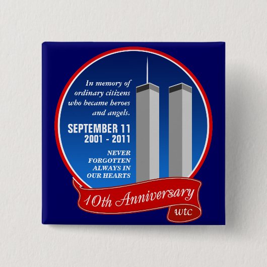 11 september - 10de Jubileum - Heroes & Angels Vierkante Button 5,1 Cm (Voorkant)
