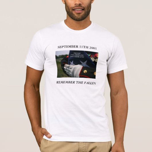 11 SEPTEMBER 2001 HERINNERT DE FALLEN T-SHIRT (Voorkant)