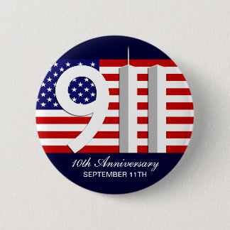11 september - 9/11 10e Jubileum WTC Pins Ronde Button 5,7 Cm