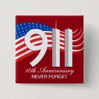 11 september - 9/11 10e Jubileum WTC Pins Vierkante Button 5,1 Cm