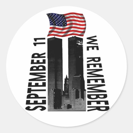 11 september gedenken we eerbetoon ronde sticker (Voorkant)