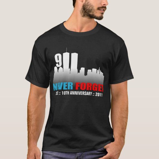11 september - vergeet nooit - WTC Skyline Shirt (Voorkant)